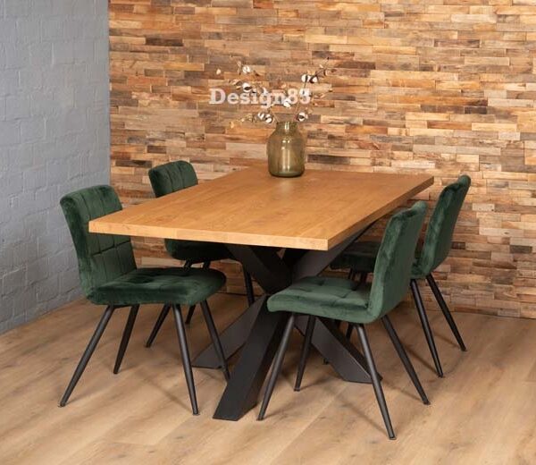 industriele eiken eettafel vulkaan