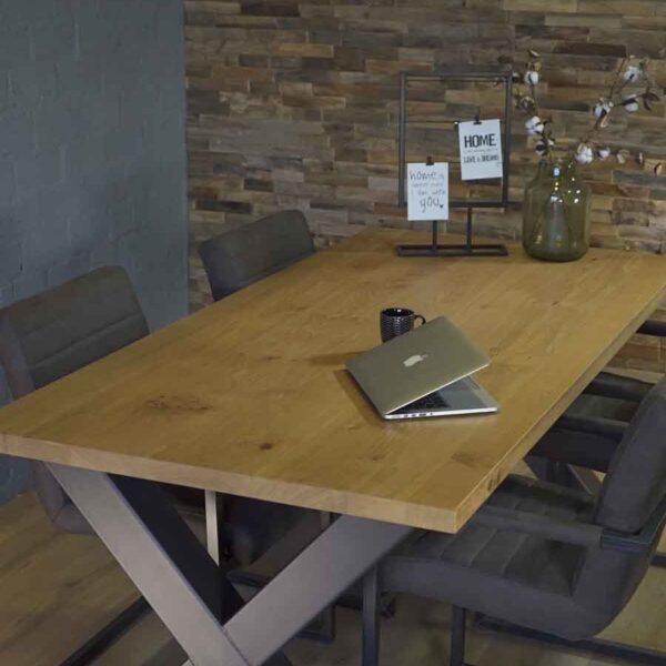 industriele eiken eettafel storm 2